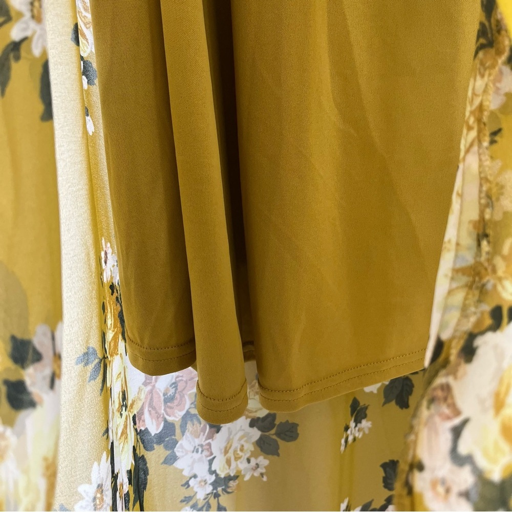 Torrid 1X Floral High Low Yellow Sheer Maxi Dress 0127 Slip Underneath mustard - Picture 9 of 14